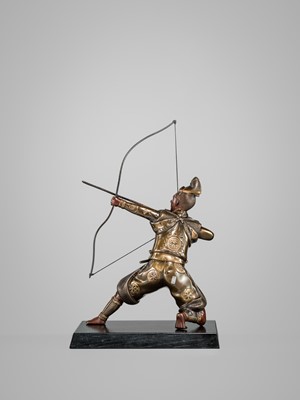 Lot 41 - MIYAO: A PARCEL-GILT BRONZE FIGURE OF AN ARCHER