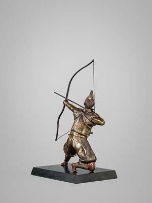 Lot 41 - MIYAO: A PARCEL-GILT BRONZE FIGURE OF AN ARCHER