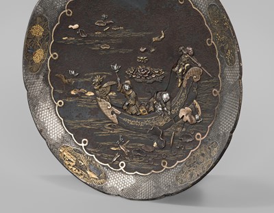 Lot 33 - INOUE OF KYOTO: A FINE KOMAI-STYLE MIXED-METAL-INLAID IRON DISH