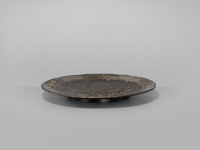 Lot 33 - INOUE OF KYOTO: A FINE KOMAI-STYLE MIXED-METAL-INLAID IRON DISH
