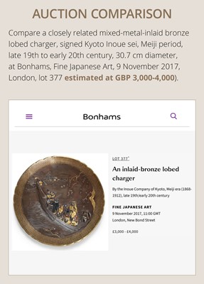 Lot 33 - INOUE OF KYOTO: A FINE KOMAI-STYLE MIXED-METAL-INLAID IRON DISH