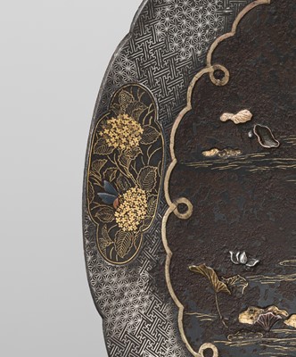 Lot 33 - INOUE OF KYOTO: A FINE KOMAI-STYLE MIXED-METAL-INLAID IRON DISH