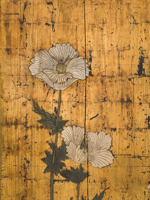 Lot 265 - A PAIR OF LARGE RINPA SCHOOL ‘POPPIES’ FUSUMA (SLIDING DOOR) PANELS, EX-COLLECTION WILLIAM GLADSTONE, FORMER BRITISH PRIME MINISTER