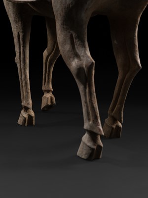 Lot 140 - A MONUMENTAL AND HIGHLY IMPORTANT SICHUAN POTTERY HORSE, HAN DYNASTY, THE LARGEST EVER RECORDED FROM THIS GROUP