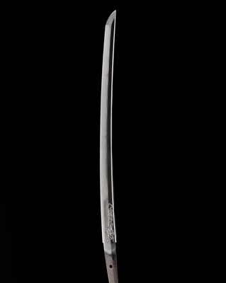 Lot 134 - YOSHIMICHI: A MISHINA SCHOOL WAKIZASHI WITH NBTHK FUTSU KICHO CERTIFICATE AND FINE ‘BISHAMONTEN’ HORIMONO