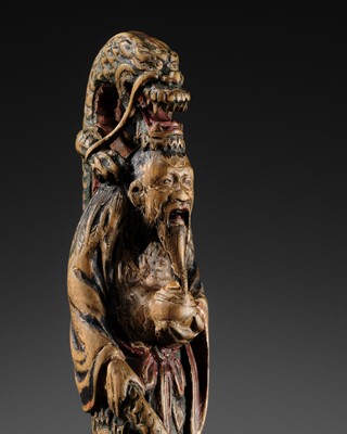 Lot 433 - A LARGE SHUZAN STYLE SAISHIKI NETSUKE OF RYUJIN