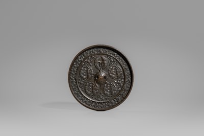 A BRONZE ‘GINGER CRESTS AND CRANES’ MIRROR