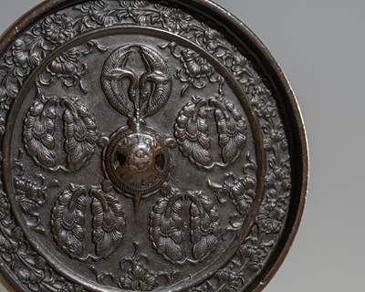 Lot 11 - A BRONZE ‘GINGER CRESTS AND CRANES’ MIRROR