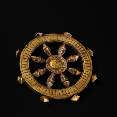 TWO GILT BRONZE BUDDHIST RITUAL OBJECTS: KATSUMA AND RINPO, KAMAKURA PERIOD