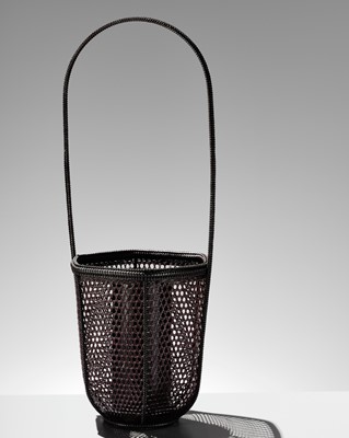 Lot 247 - OKAZAKI CHIKUHOSAI II: A LARGE BAMBOO AND RATTAN HANAKAGO (FLOWER BASKET)