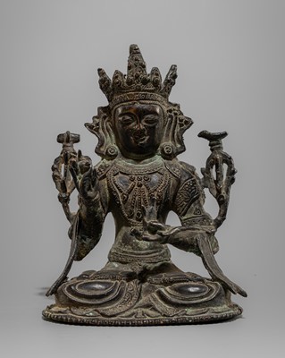 A MING-STYLE BRONZE FIGURE OF A SEATED BODHISATTVA, c. 1900s