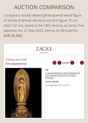 A VERY LARGE (130 CM) GILT-LACQUERED WOOD FIGURE OF AMIDA NYORAI, 18TH CENTURY