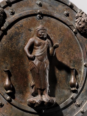 A RARE BRONZE VOTIVE PLAQUE (KAKEBOTOKE) DEPICTING FUDO MYO-O, MUROMACHI PERIOD