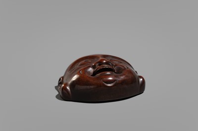 A WOOD MASK DEPICTING HOTEI