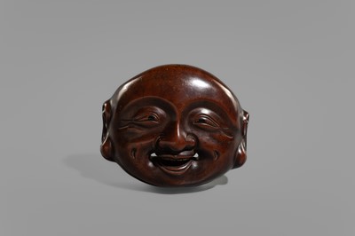 A WOOD MASK DEPICTING HOTEI