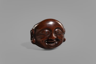 A WOOD MASK DEPICTING HOTEI