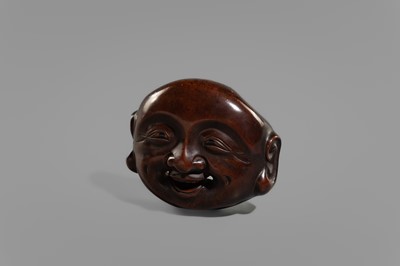 A WOOD MASK DEPICTING HOTEI