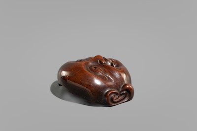 A WOOD MASK DEPICTING HOTEI
