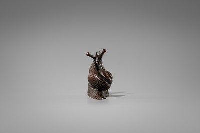 Lot 5 - A SIGNED BRONZE OKIMONO OF A SNAIL