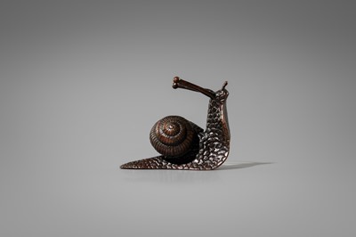 Lot 5 - A SIGNED BRONZE OKIMONO OF A SNAIL