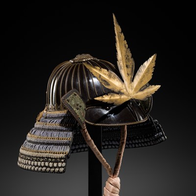 Lot 90 - A SO-FUKURIN SUJIBACHI KABUTO WITH MAPLE LEAF MON