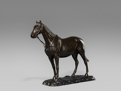 Lot 3 - HOZAN: A PORTRAIT BRONZE OKIMONO OF A HORSE