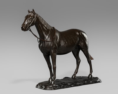 Lot 3 - HOZAN: A PORTRAIT BRONZE OKIMONO OF A HORSE
