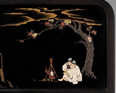 OGAWA HARITSU: A SUPERB INLAID LACQUER TSUITATE (TABLE SCREEN)