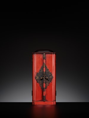 A GILT-LACQUERED WOOD ZUSHI (PORTABLE SHRINE) HOUSING KISHIMOJIN WITH HER CHILD, LATE EDO PERIOD