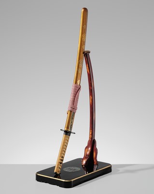 A FINE LACQUERED TACHI-KAKE (SWORD STAND)