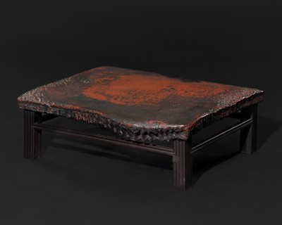 Lot 115 - A WOOD LACQUER BUNDAI (WRITING TABLE)