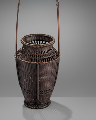 Lot 251 - TANABE CHIKUUNSAI I: A BAMBOO AND RATTAN HANAKAGO (FLOWER BASKET)