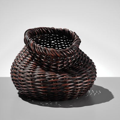 Lot 249 - HAYAKAWA SHOKOSAI I: A BAMBOO AND RATTAN HANAKAGO (FLOWER BASKET)