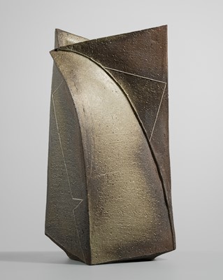 Lot 237 - SHIMIZU KEIICHI: A FINE STONEWARE VASE FROM THE SERIES ‘LINE PATTERN’