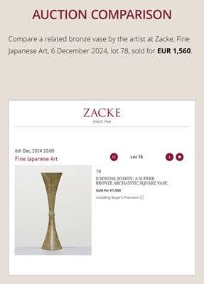 ICHINOSE SOSHIN: A FINE SAHARI BRONZE GOURD VASE