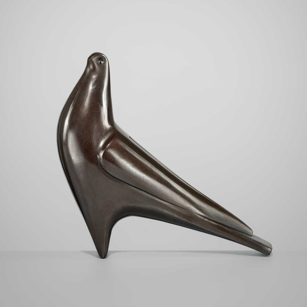 Lot 47 - SAEGUSA SOUTAROU: A BRONZE OKIMONO OF A TURTLE DOVE