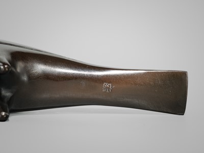 Lot 47 - SAEGUSA SOUTAROU: A BRONZE OKIMONO OF A TURTLE DOVE