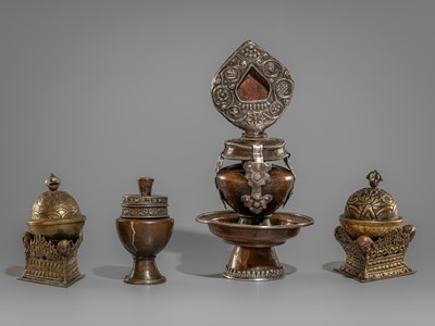 Lot 764 - A LOT WITH FOUR MIXED-METAL RITUAL IMPLEMENTS, 19TH CENTURY