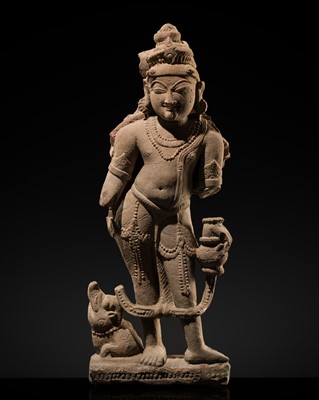 Lot 345 - A SANDSTONE FIGURE OF A MALE DEITY, CENTRAL INDIA, 10TH-11TH CENTURY