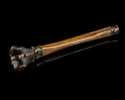 Lot 166 - A CORAL- AND TURQUOISE-INLAID BONE FLUTE, KANGLING, 19TH CENTURY