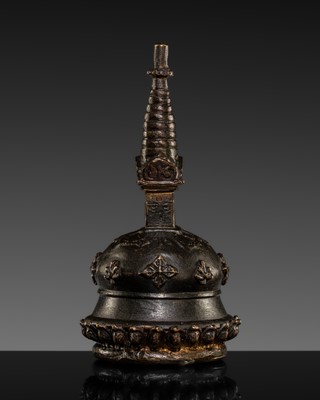 Lot 127 - A FINE BRONZE STUPA BELL, NEPAL, 15TH-17TH CENTURY