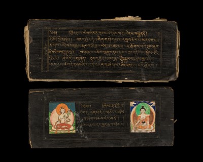 Lot 170 - A FINE SUTRA MANUSCRIPT WITH POLYCHROME ILLUMINATIONS