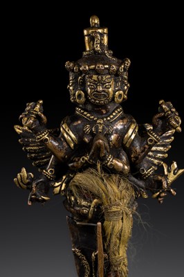 Lot 109 - A RARE PARCEL-GILT COPPER VAJRAKILA PHURBA, 17TH CENTURY