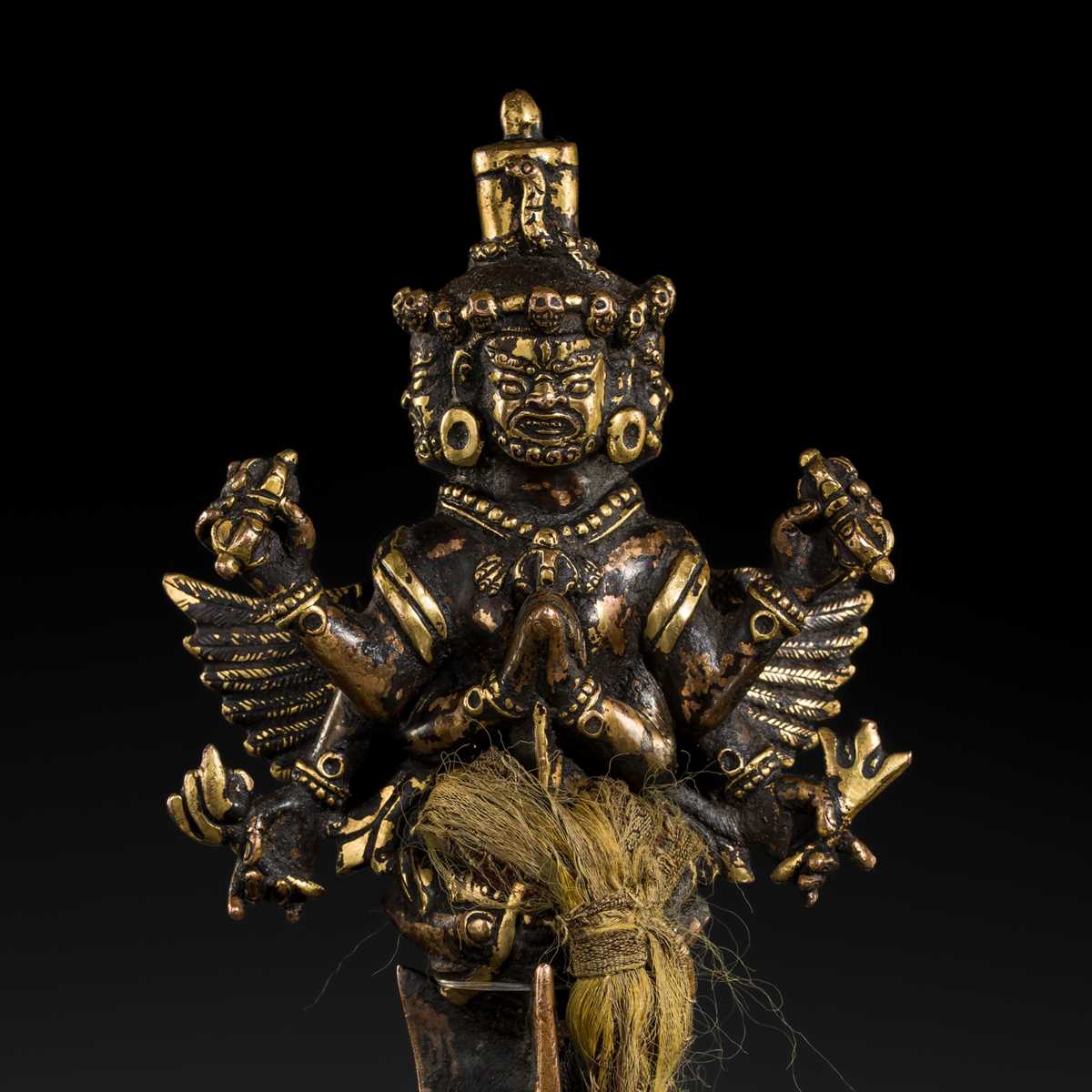 Lot 109 - A RARE PARCEL-GILT COPPER VAJRAKILA PHURBA, 17TH CENTURY