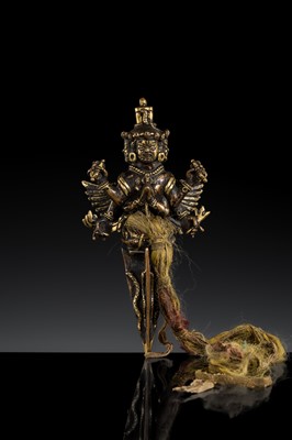 Lot 109 - A RARE PARCEL-GILT COPPER VAJRAKILA PHURBA, 17TH CENTURY