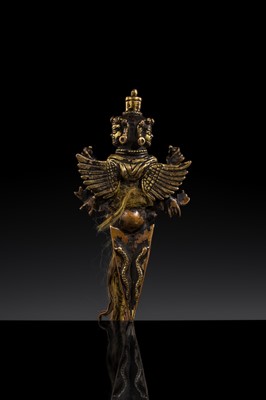 Lot 109 - A RARE PARCEL-GILT COPPER VAJRAKILA PHURBA, 17TH CENTURY