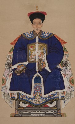 Lot 271 - THE ANCESTOR PORTRAIT OF A SEVENTH-RANK COURT OFFICIAL, 19TH TO EARLIER 20TH CENTURY