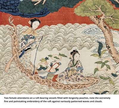 Lot 614 - AN IMPORTANT AND LARGE KESI ‘PEACH FESTIVAL’ PANEL, QING DYNASTY