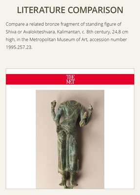 Lot 473 - A MAGNIFICENT BRONZE FIGURE OF VAJRASATTVA OR AVALOKITESHVARA, KEDIRI TO SINGHASARI KINGDOM, JAVA, 12TH-13TH CENTURY