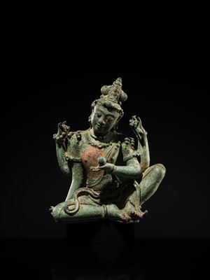 Lot 473 - A MAGNIFICENT BRONZE FIGURE OF VAJRASATTVA OR AVALOKITESHVARA, KEDIRI TO SINGHASARI KINGDOM, JAVA, 12TH-13TH CENTURY